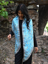 Light & Soft. Handcrafted Silk Batik Scarf - Sky Web