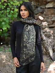 Light & Soft. Handcrafted Silk Batik Scarf - Olive Sage