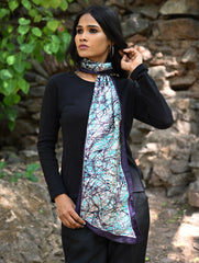 Light & Soft. Handcrafted Silk Batik Scarf - Turquoise Drape