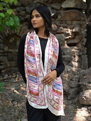 Light & Soft. Handcrafted Silk Batik Scarf - Tribal Tapestry