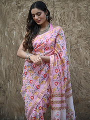 Sanganer Summers. Hand Block Printed Maheshwari Silk Cotton Saree - Kusuma