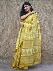 Sanganer Summers. Hand Block Printed Maheshwari Silk Cotton Saree - Pankaja