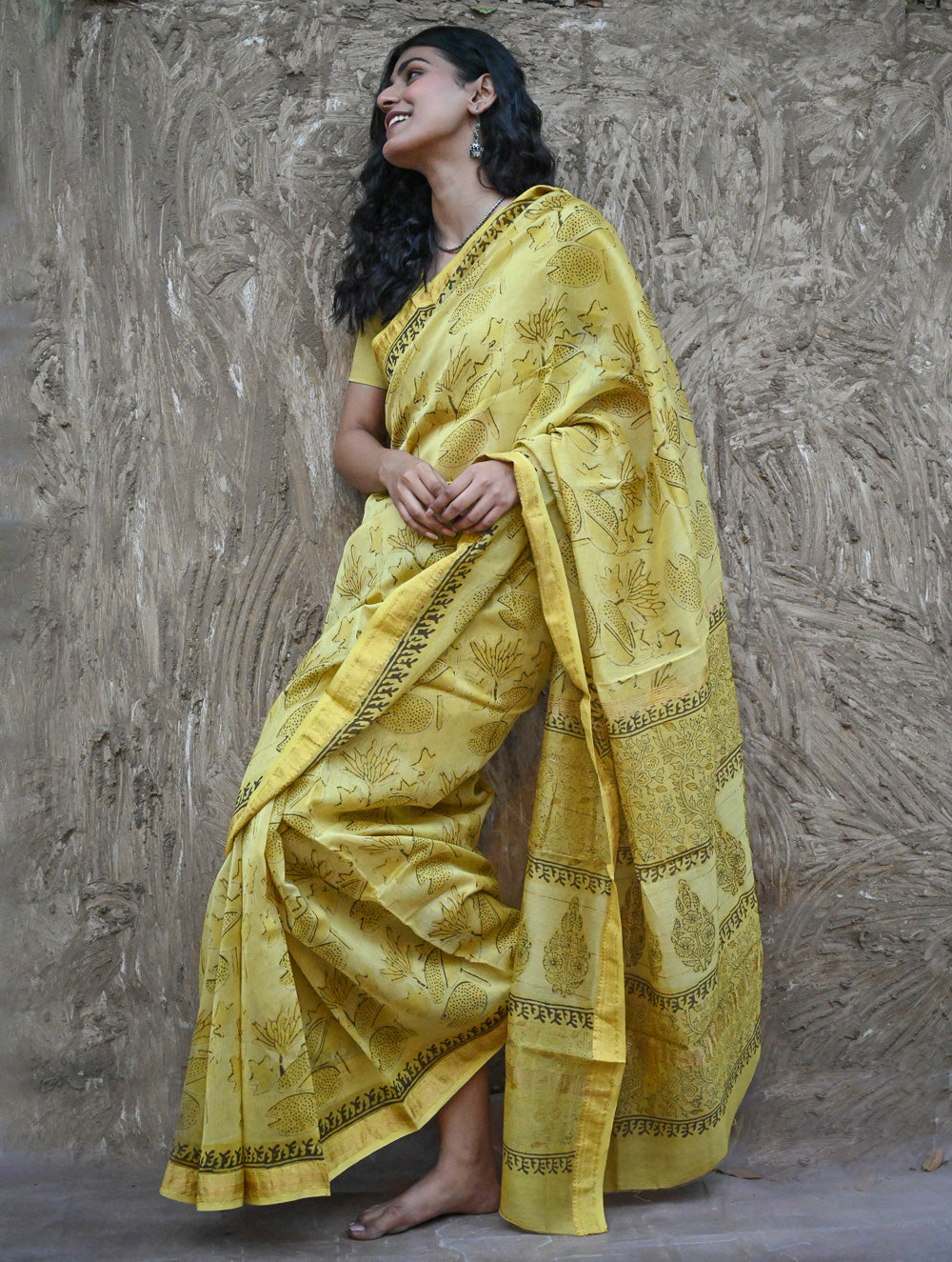 Sanganer Summers. Hand Block Printed Maheshwari Silk Cotton Saree - Pankaja
