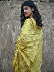 Sanganer Summers. Hand Block Printed Maheshwari Silk Cotton Saree - Pankaja