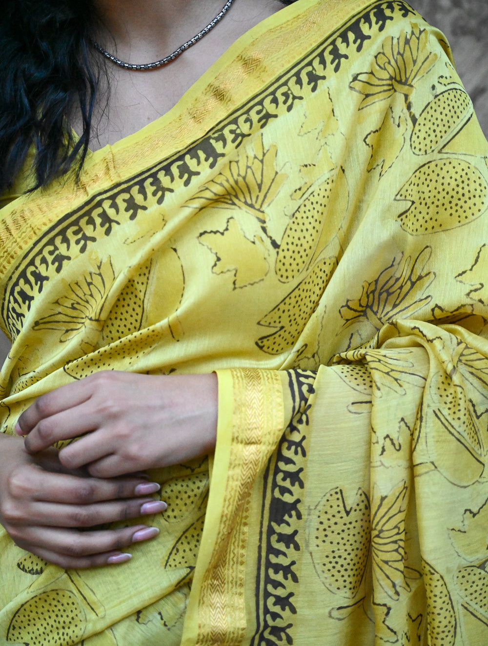 Sanganer Summers. Hand Block Printed Maheshwari Silk Cotton Saree - Pankaja