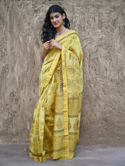 Sanganer Summers. Hand Block Printed Maheshwari Silk Cotton Saree - Pankaja