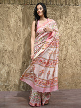 Sanganer Summers : Hand Block Printed Maheshwari Saree - Gulbahar