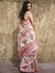 Sanganer Summers : Hand Block Printed Maheshwari Saree - Gulbahar