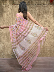 Sanganer Summers : Hand Block Printed Maheshwari Saree - Gulnaar