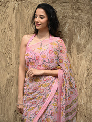 Sanganer Summers : Hand Block Printed Maheshwari Saree - Gulnaar