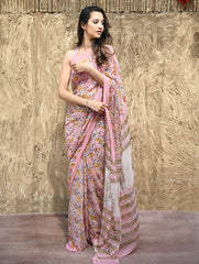 Sanganer Summers : Hand Block Printed Maheshwari Saree - Gulnaar