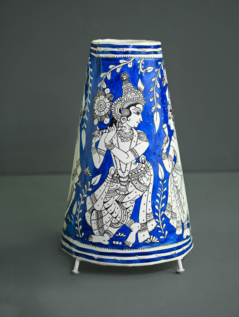 Andhra Leather Craft Lamp Shade - Shayamaneel - Height 12 inches