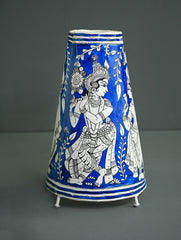 Andhra Leather Craft Lamp Shade - Shayamaneel - Height 12 inches