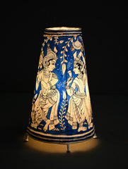 Andhra Leather Craft Lamp Shade - Shayamaneel - Height 12 inches