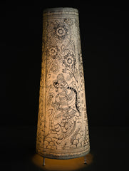 Andhra Leather Craft Lamp Shade - Leela Monochrome - Height 24 inches