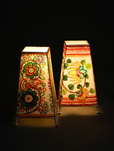 Andhra Leather Craft Lamp Shade - Lotus Vines (Set of 2) - Height 8 inches