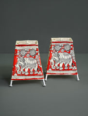 Andhra Leather Craft Lamp Shade - Gajavanam (Set of 2) - Height 5 inches