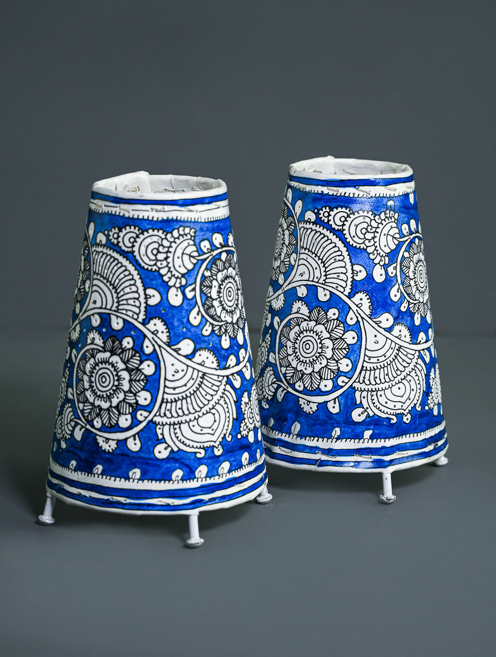 Andhra Leather Craft Lamp Shade - Neelabha (Set of 2) - Height 8 inches