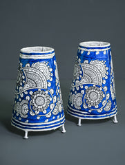 Andhra Leather Craft Lamp Shade - Neelabha (Set of 2) - Height 8 inches