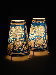 Andhra Leather Craft Lamp Shade - Neelabha (Set of 2) - Height 8 inches