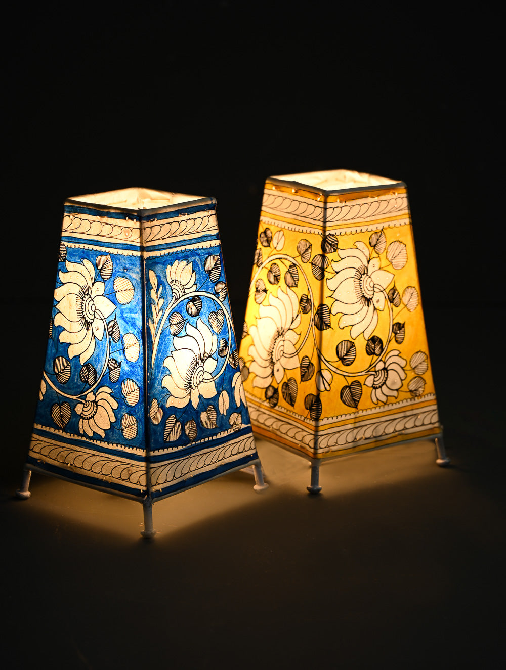Andhra Leather Craft Lamp Shade - Kamal Garden (Set of 2) - Height 8 inches