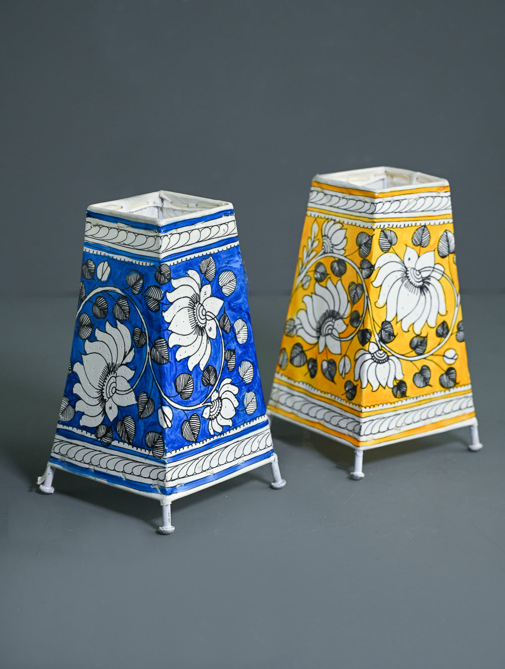 Andhra Leather Craft Lamp Shade - Kamal Garden (Set of 2) - Height 8 inches