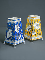 Andhra Leather Craft Lamp Shade - Kamal Garden (Set of 2) - Height 8 inches