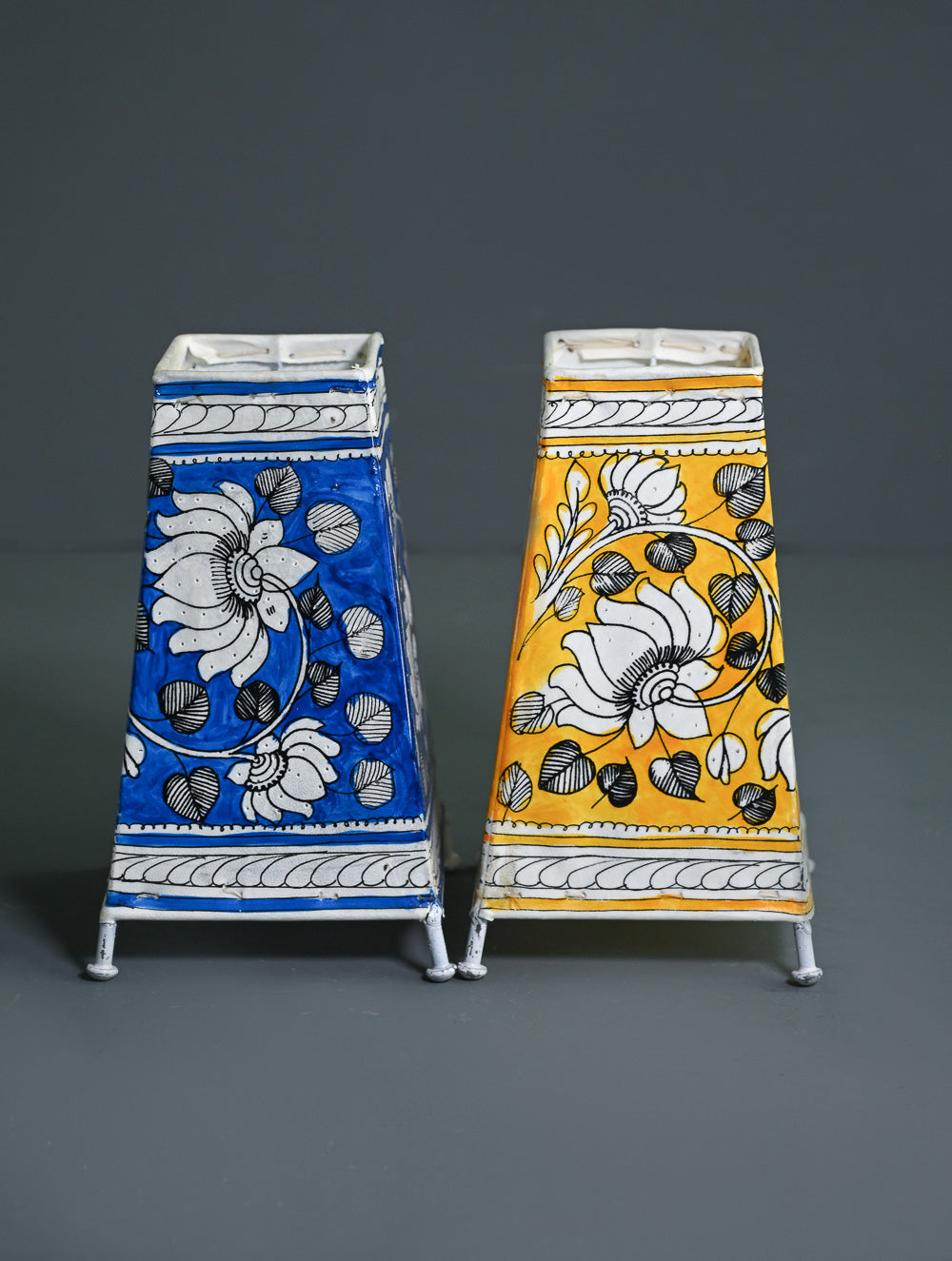 Andhra Leather Craft Lamp Shade - Kamal Garden (Set of 2) - Height 8 inches