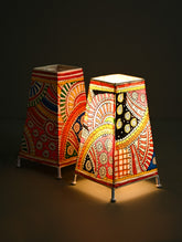 Andhra Leather Craft Lamp Shade - Sutrangi (Set of 2) - Height 8 inches