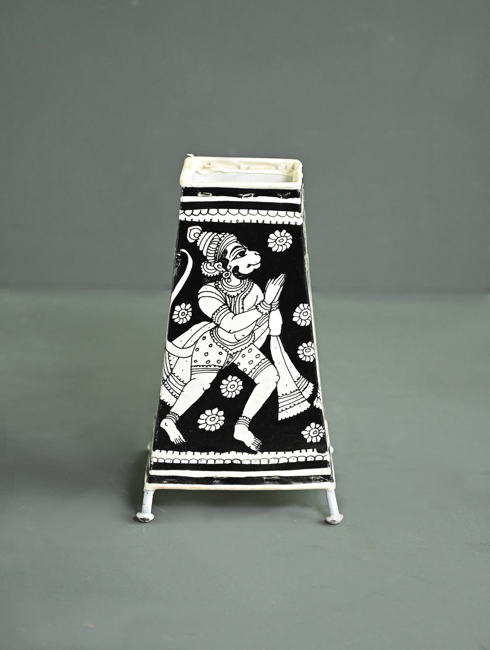 Andhra Leather Craft Lamp Shade - Monochrome Ramayanam - Height 8 inches