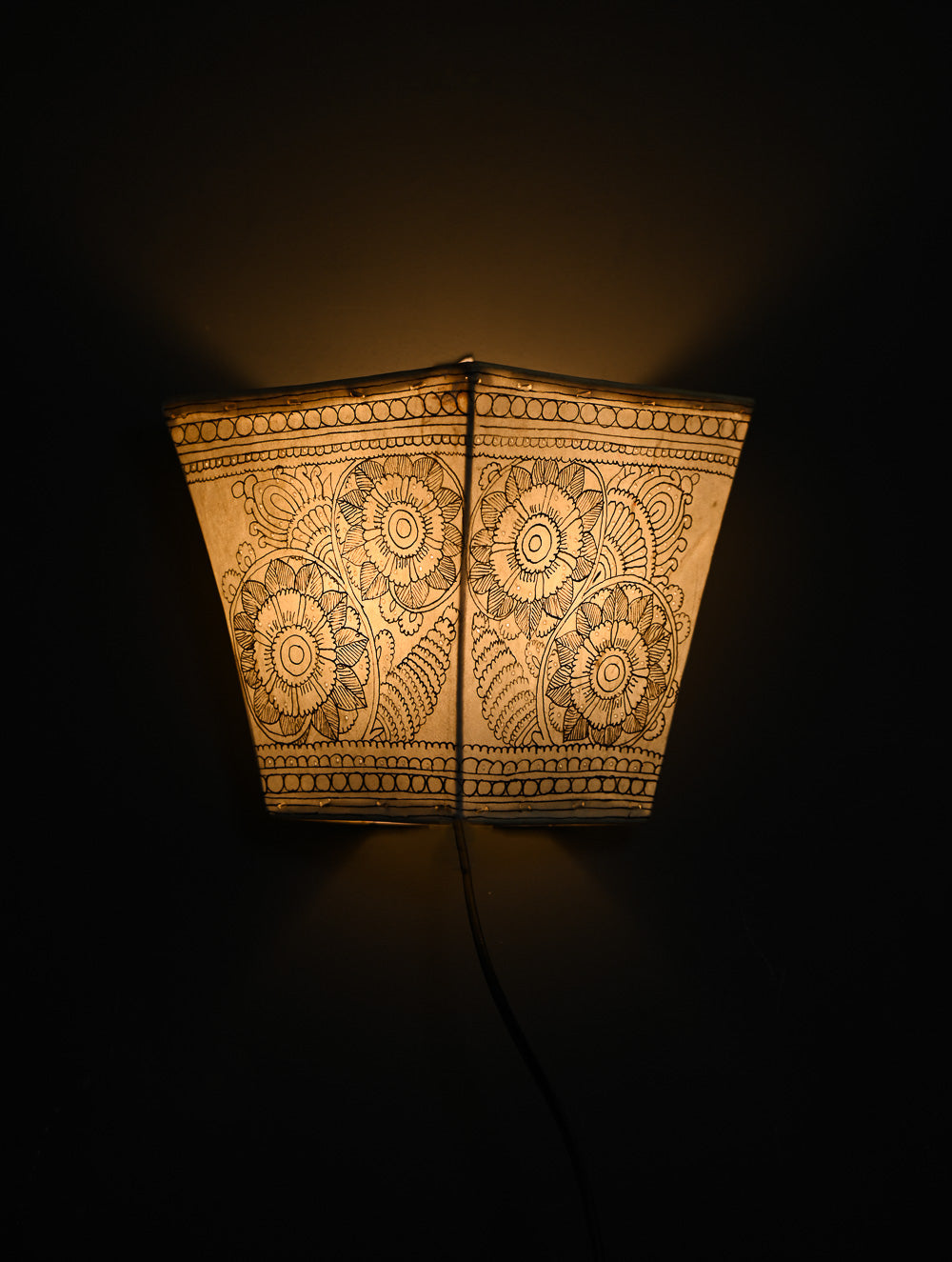 Andhra Leather Craft Wall Lamp Shade - Kusum Rekha - Height 8 inches