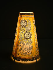 Andhra Leather Craft Lamp Shade - Gajphool - Height 13 inches