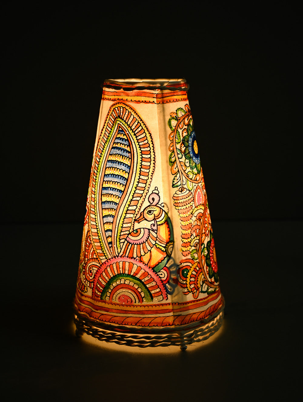 Andhra Leather Craft Lamp Shade - Rangeela - Height 13 inches