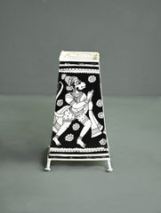 Andhra Leather Craft Lamp Shade - Monochrome Ramayanam - Height 8 inches