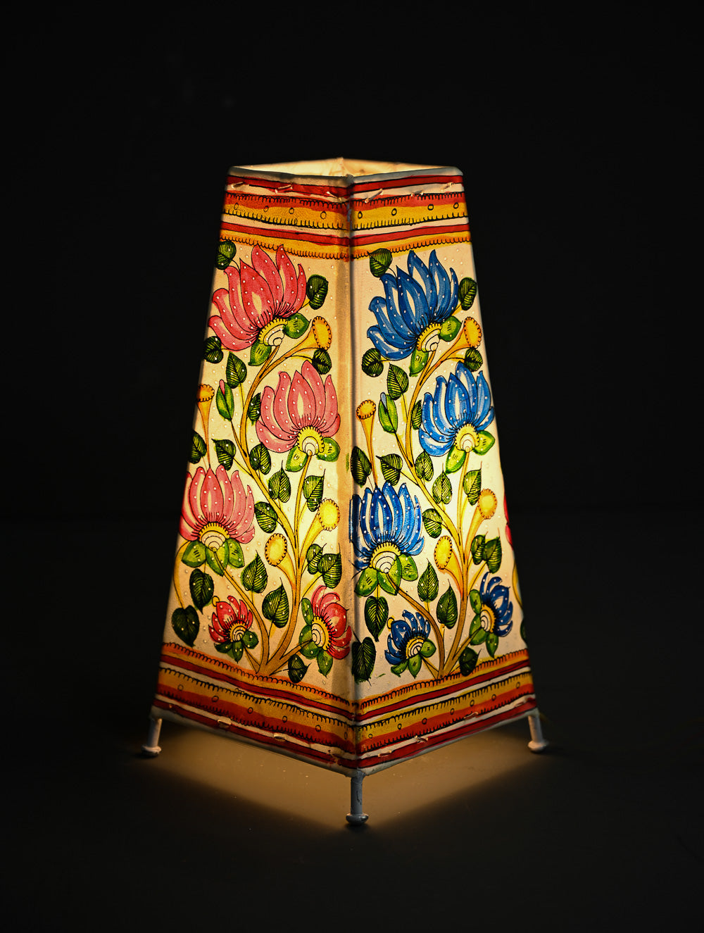 Andhra Leather Craft Lamp Shade - Neelambari - Height 12 inches