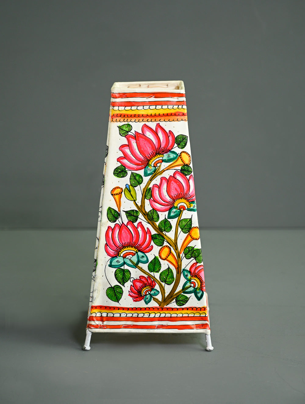 Andhra Leather Craft Lamp Shade - Kusum Tarang - Height 12 inches