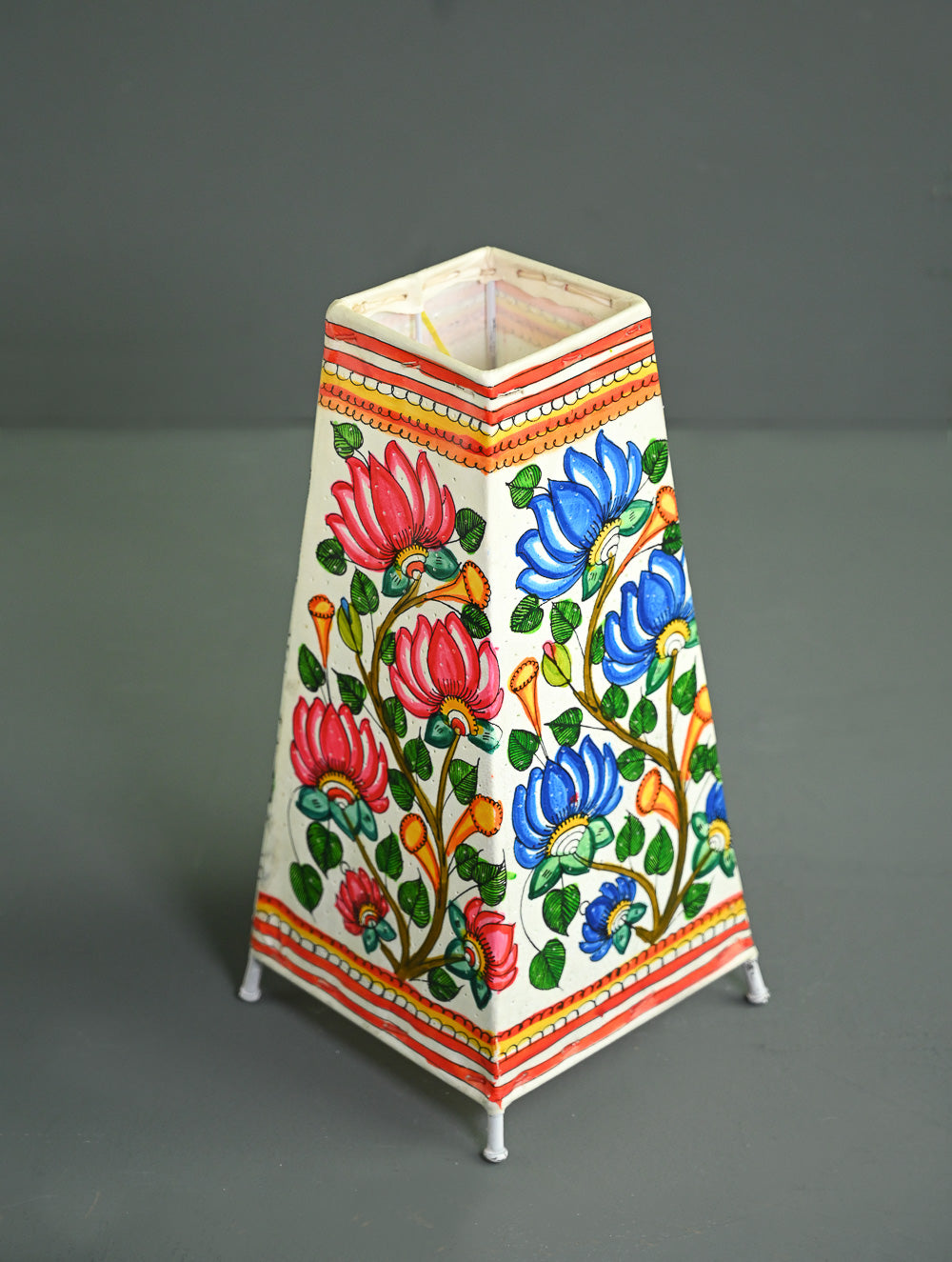 Andhra Leather Craft Lamp Shade - Kusum Tarang - Height 12 inches