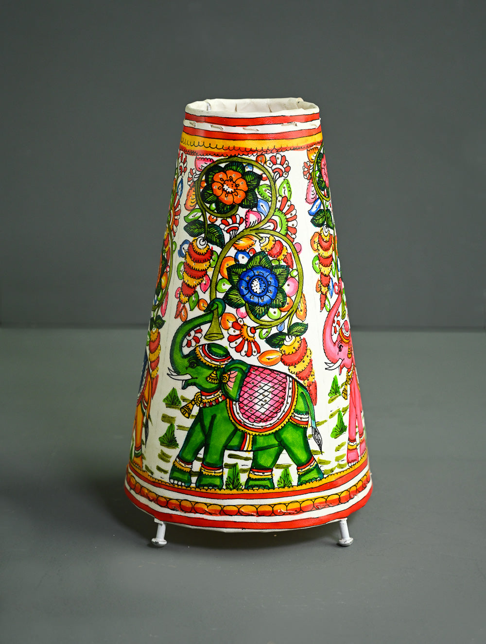 Andhra Leather Craft Lamp Shade - Gajavana - Height 12 inches