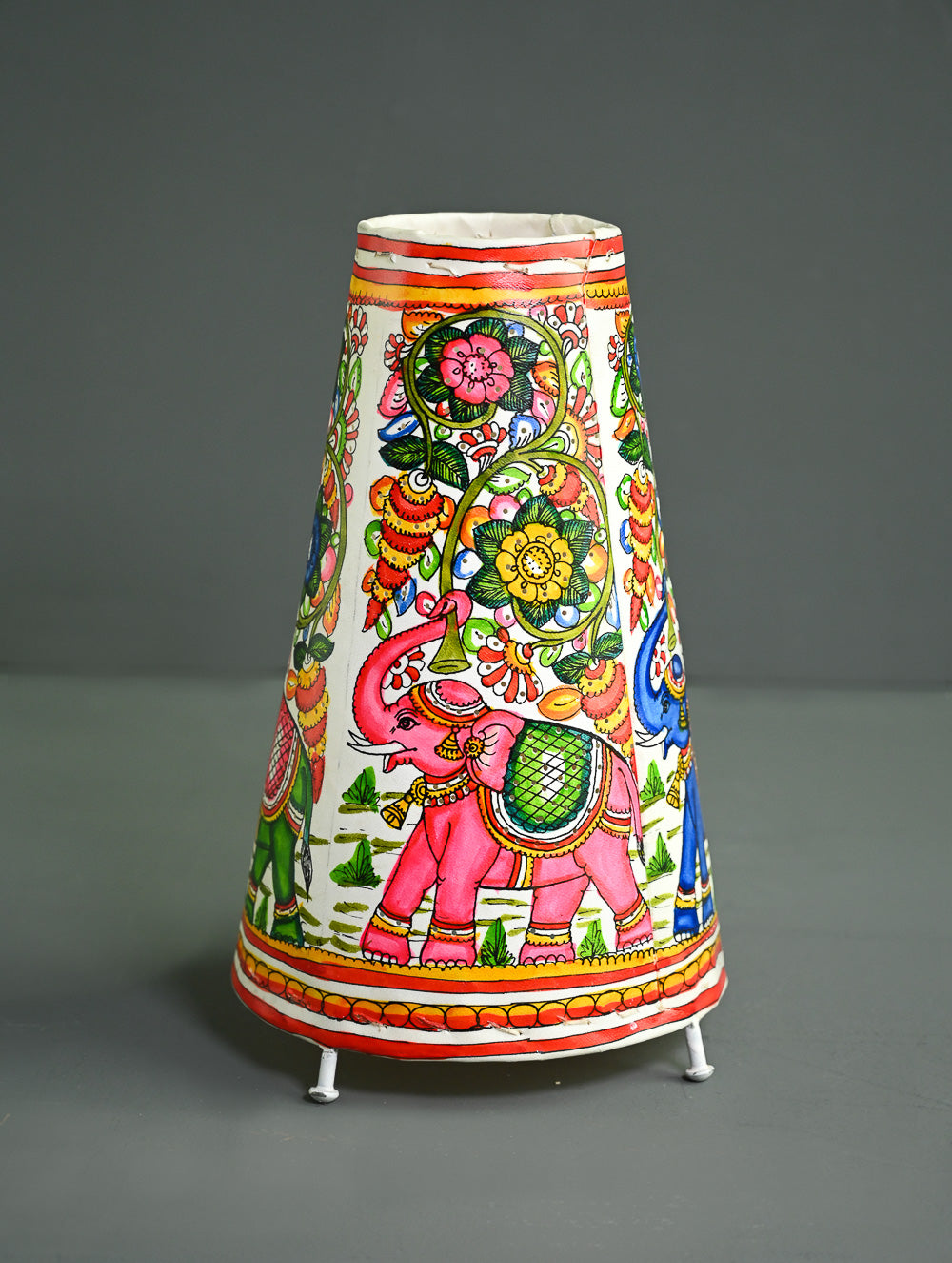 Andhra Leather Craft Lamp Shade - Gajavana - Height 12 inches