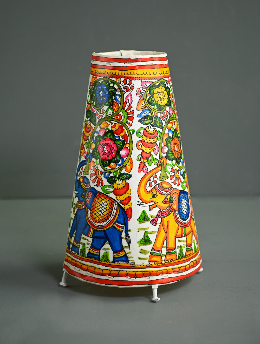 Andhra Leather Craft Lamp Shade - Gajavana - Height 12 inches