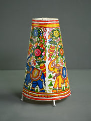 Andhra Leather Craft Lamp Shade - Gajavana - Height 12 inches