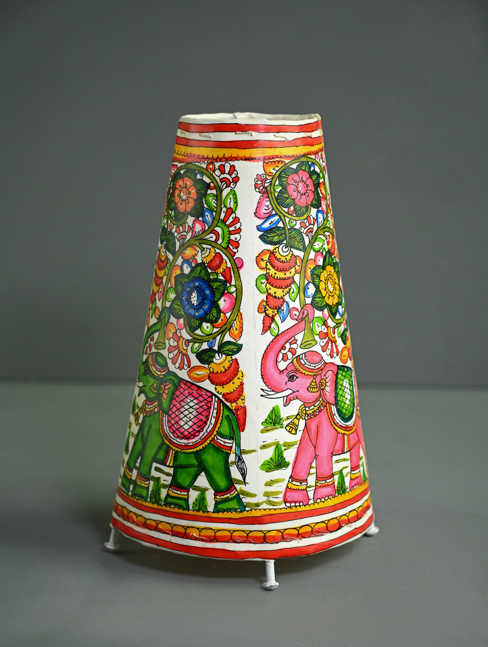 Andhra Leather Craft Lamp Shade - Gajavana - Height 12 inches