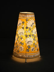 Andhra Leather Craft Lamp Shade - Golden Blooms - Height 12 inches