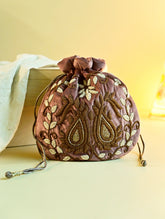 Shahi Nazakat. Zardozi & Resham Embroidered Evening Potli Bag - Mahtab