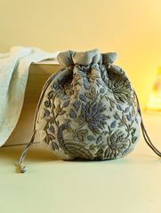 Shahi Nazakat. Zardozi & Resham Embroidered Evening Potli Bag - Aaraish