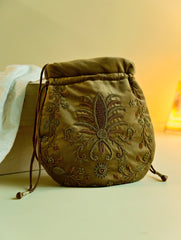 Shahi Nazakat. Zardozi & Resham Embroidered Evening Potli Bag - Sitara