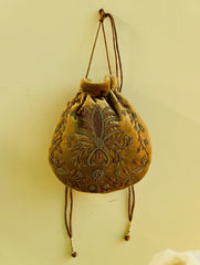 Shahi Nazakat. Zardozi & Resham Embroidered Evening Potli Bag - Sitara