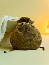 Shahi Nazakat. Zardozi & Resham Embroidered Evening Potli Bag - Sitara