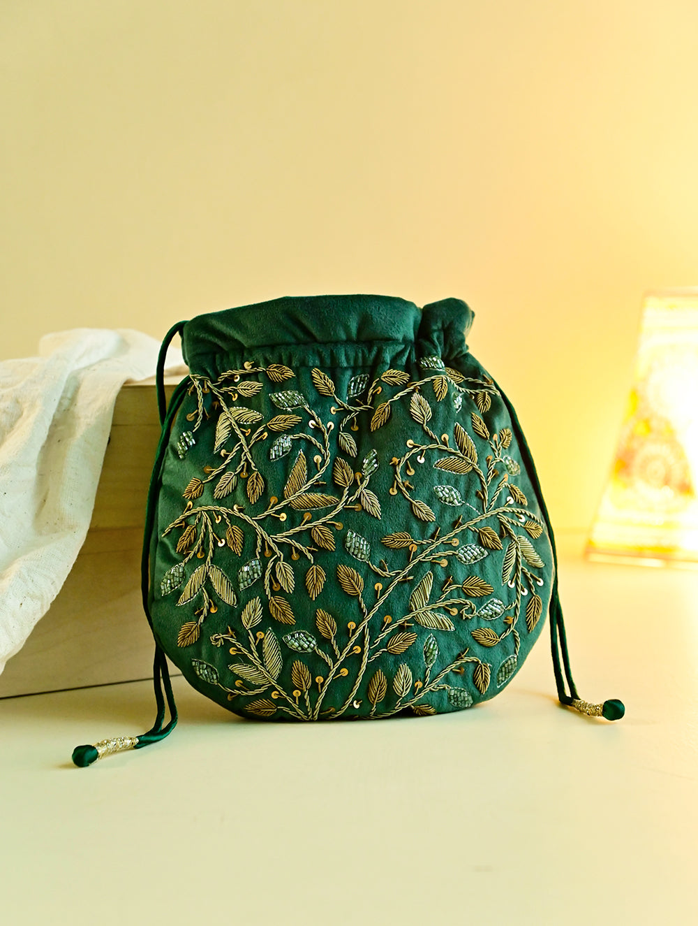 Shahi Nazakat. Zardozi & Resham Embroidered Evening Potli Bag - Ada