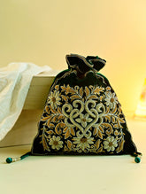 Shahi Nazakat. Zardozi & Resham Embroidered Evening Potli Bag - Gulnaar